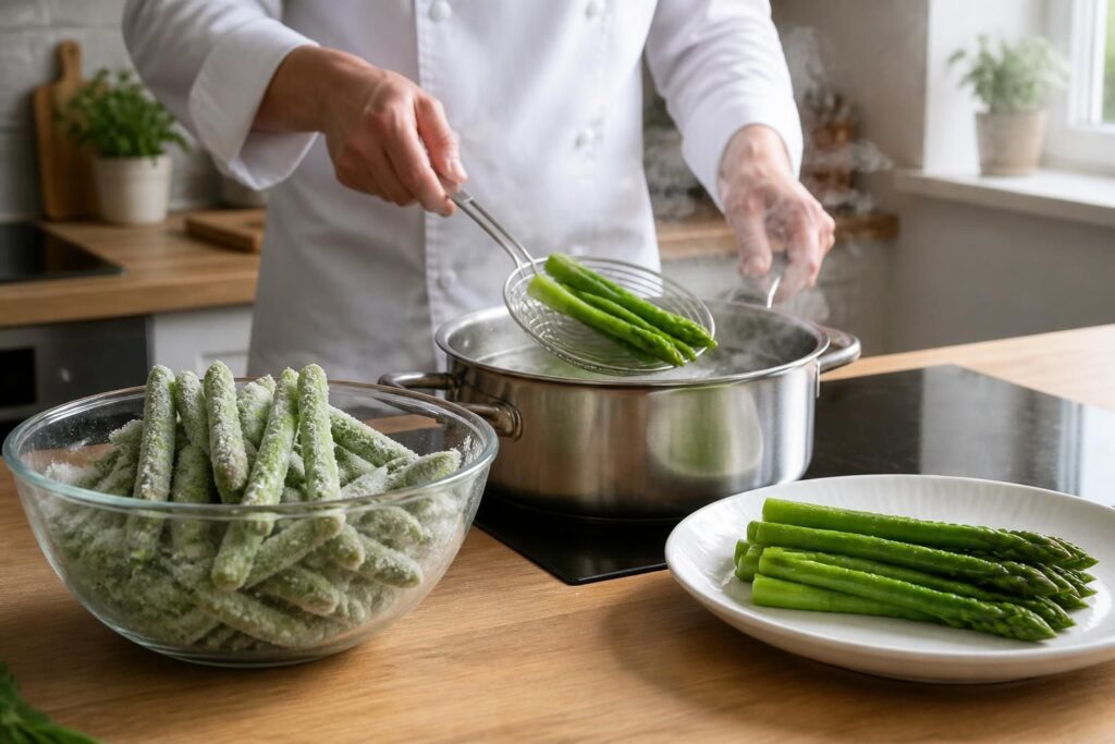 découvrez nos astuces pour conserver le goût et la texture des asperges congelées lors de la cuisson, et profitez d'un plat savoureux et réussi à chaque fois.