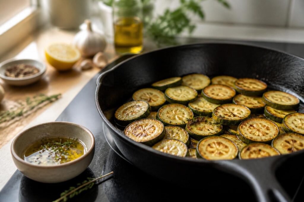 découvrez l'astuce simple pour cuire vos courgettes à la poêle rapidement tout en préservant leur saveur délicieuse. une recette facile et rapide pour un plat savoureux.