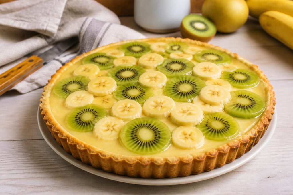 découvrez notre recette de tarte au kiwi et banane, une alliance acidulée et gourmande qui apporte fraîcheur et douceur à vos desserts maison.