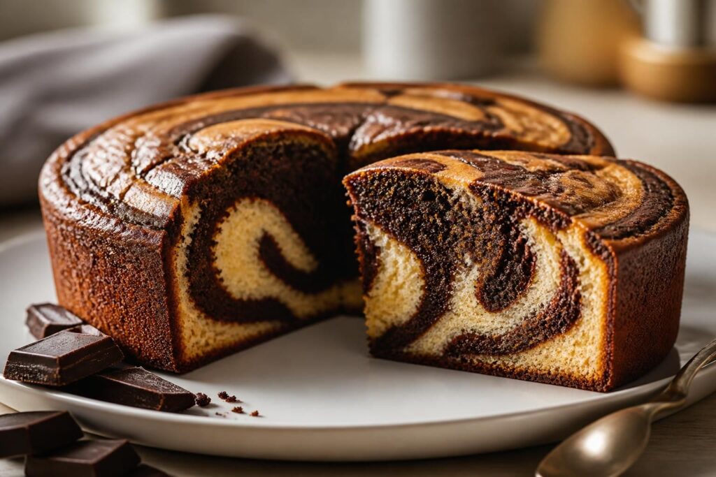 découvrez notre recette de gâteau au marbré chocolat avec une astuce simple pour un effet visuel bluffant et un goût fondant irrésistible. parfait pour épater vos invités !