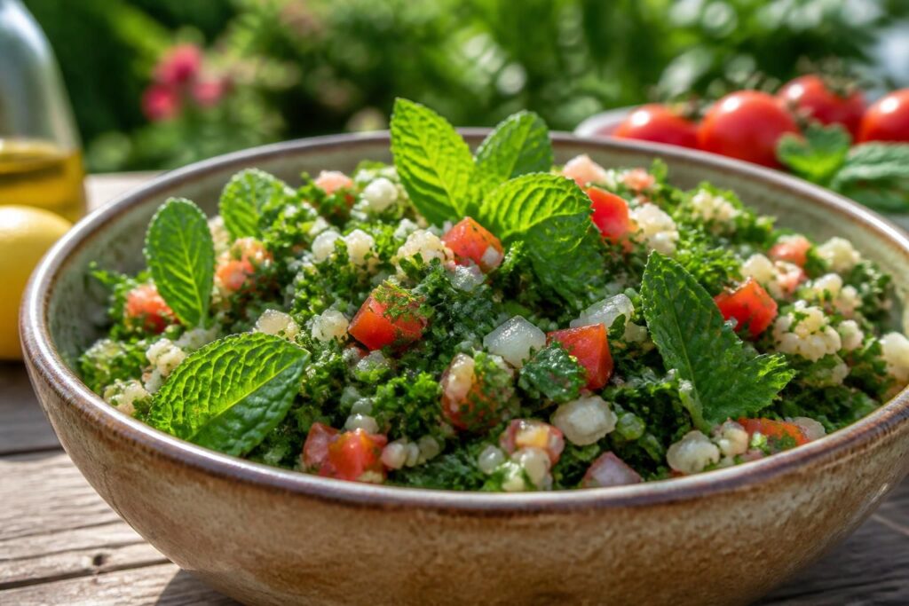découvrez comment la menthe apporte fraîcheur et saveur à votre taboulé, pour une salade estivale légère et pleine de goût.