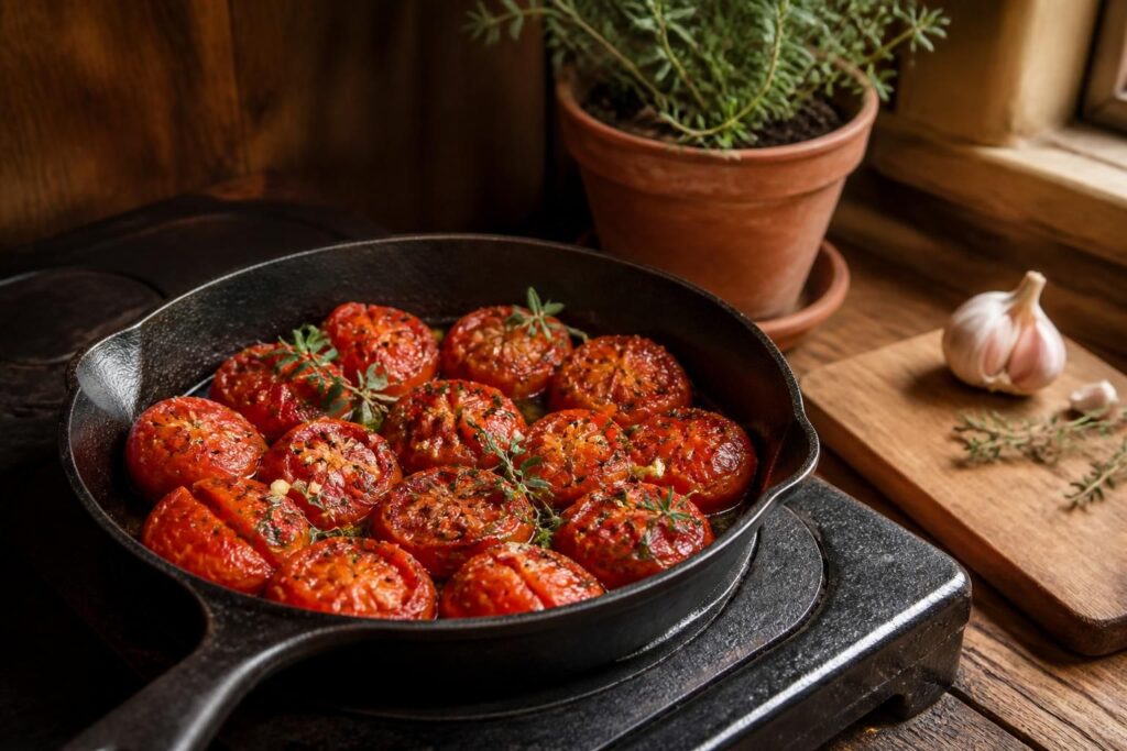 découvrez la recette des tomates provençales à la poêle, un plat simple, rapide et savoureux qui réveille vos papilles avec des saveurs du sud.